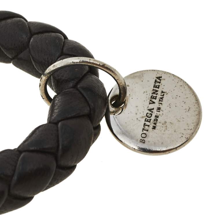 Pre Owned Bottega Veneta Brown Intrecciato Nappa Leather Key Ring
