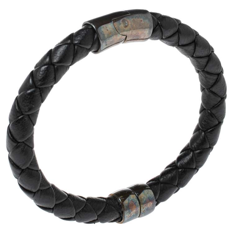 Bottega Veneta Intrecciato Leather Bracelet - Sterling Silver