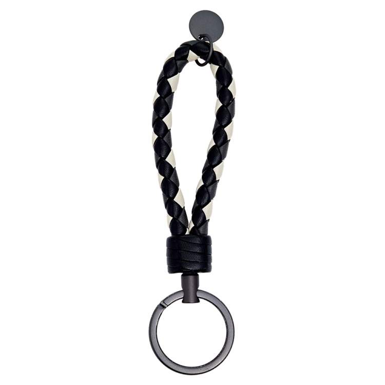 Pre Owned Bottega Veneta Monchrome Braided Leather Key Holder 