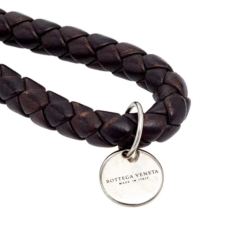 Pre Owned Bottega Veneta Brown Braided Leather Key Chain
