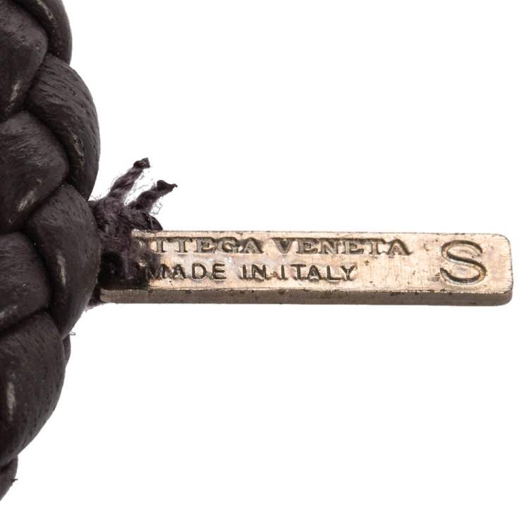 Pre Owned Bottega Veneta Dark  Brown Intrecciato Nappa Leather Knot Bracelet S
