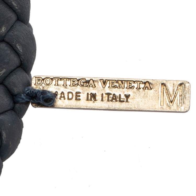 Pre Owned Bottega Veneta Blue Intrecciato Nappa Leather Knot Bracelet M