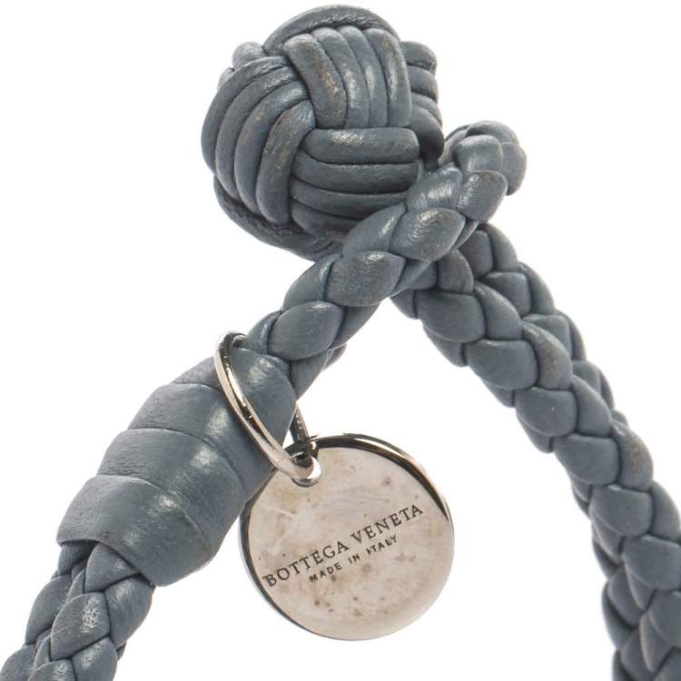 Pre Owned Bottega Veneta Blue Intrecciato Nappa Leather Knot Bracelet M