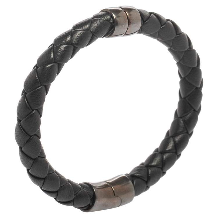 Sterling silver & leather bracelet - Bottega Veneta - Men