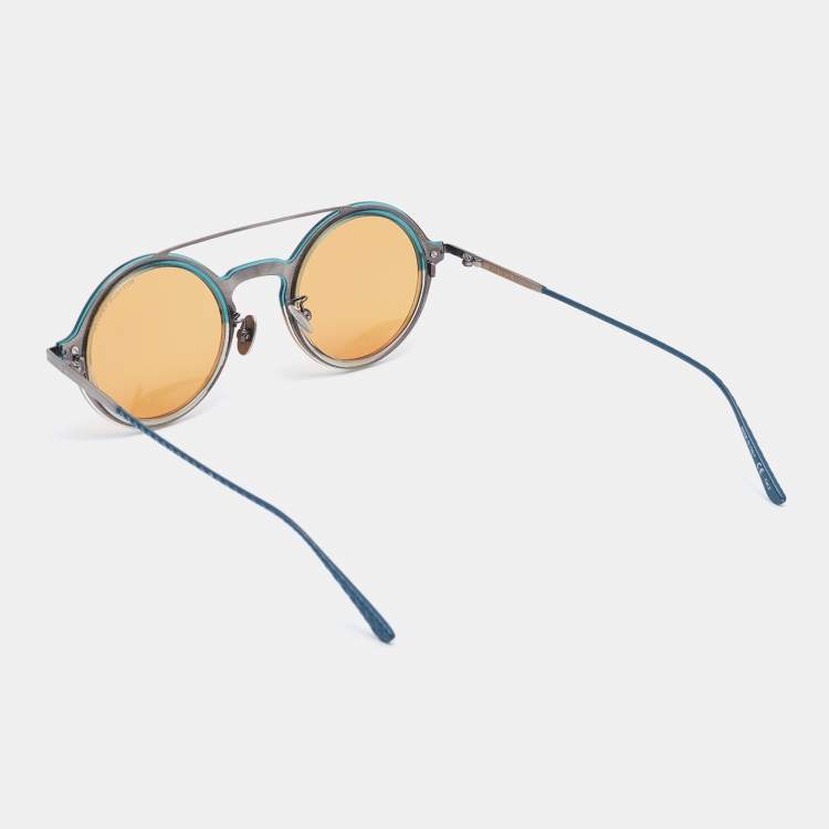 Pre Owned Bottega Veneta Two Tone/Orange BV0243S Round Sunglasses