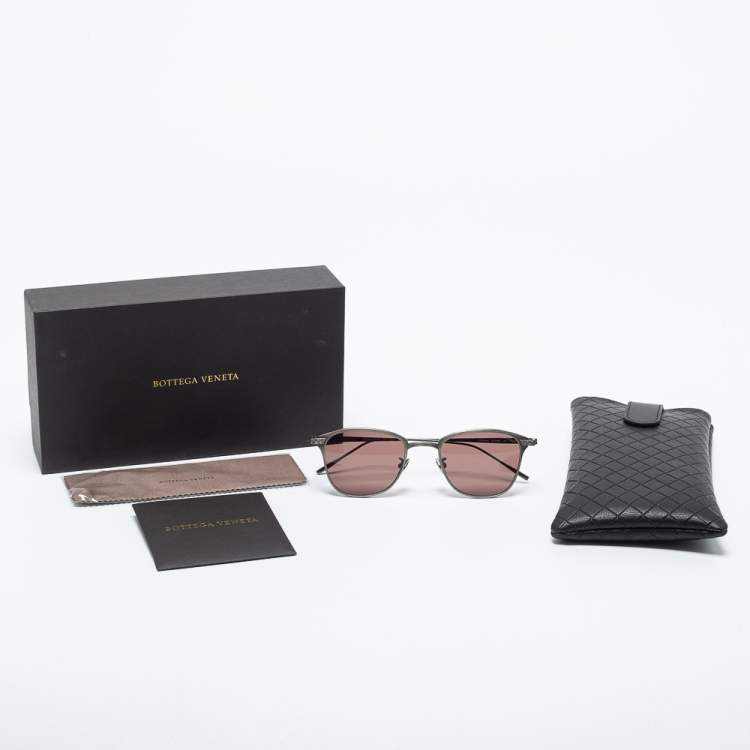 Pre Owned Bottega Veneta Titanium/ Brown BV0248S Square Sunglasses