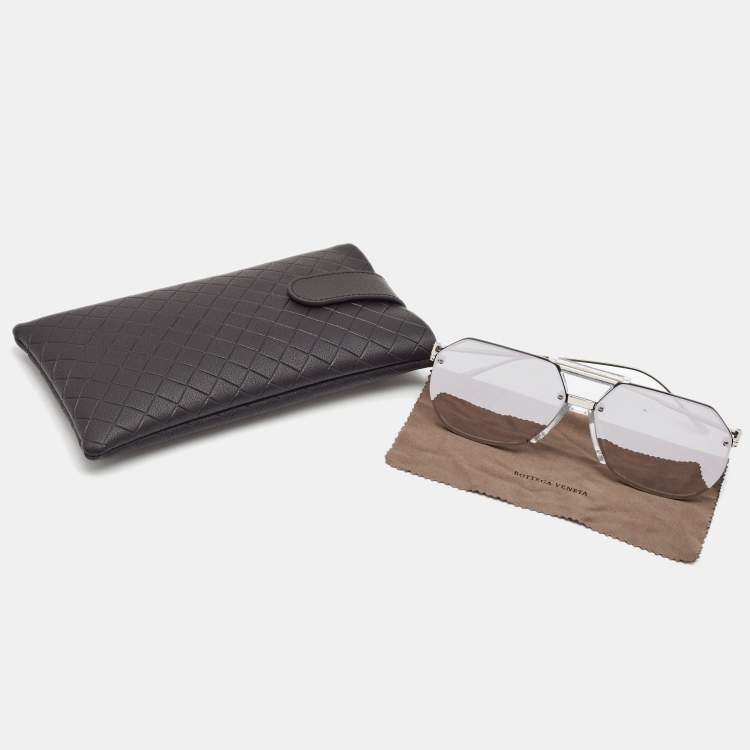 Pre Owned Bottega Veneta Silver BV1068S Mirrored Sunglasses