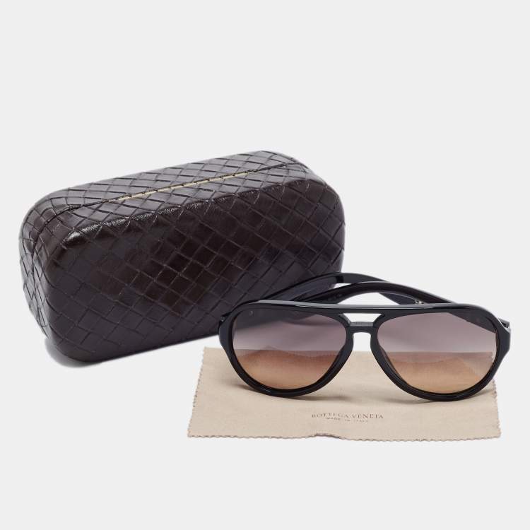 Pre Owned Bottega Veneta Black Gradient Aviator Sunglasses