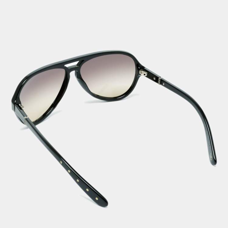 Pre Owned Bottega Veneta Black Gradient Aviator Sunglasses