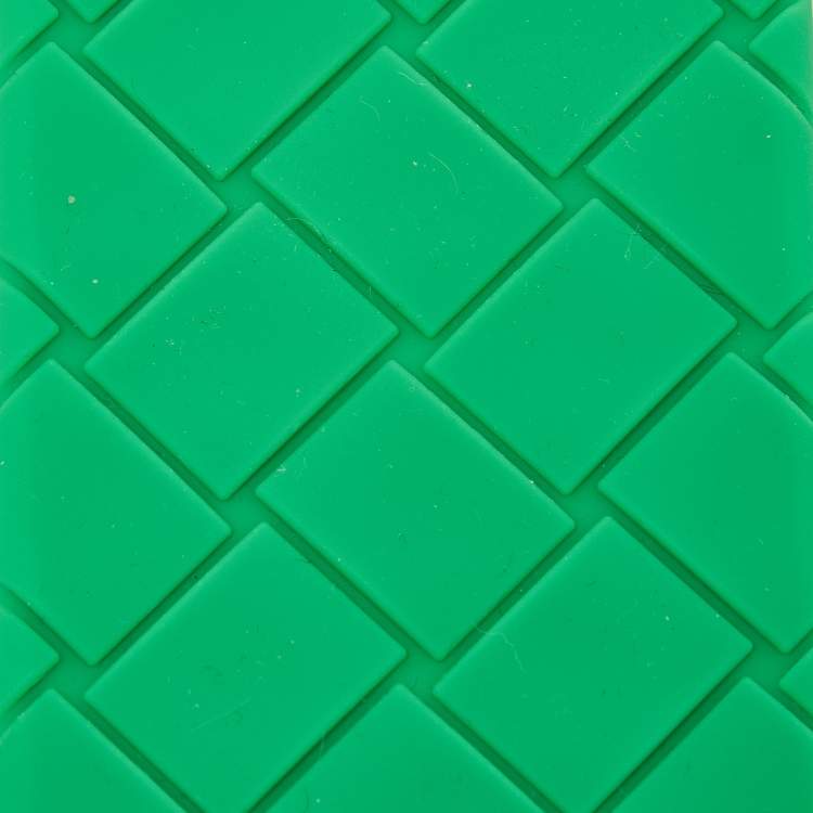 Pre Owned Bottega Veneta Green Rubber Lanyard Card Holder