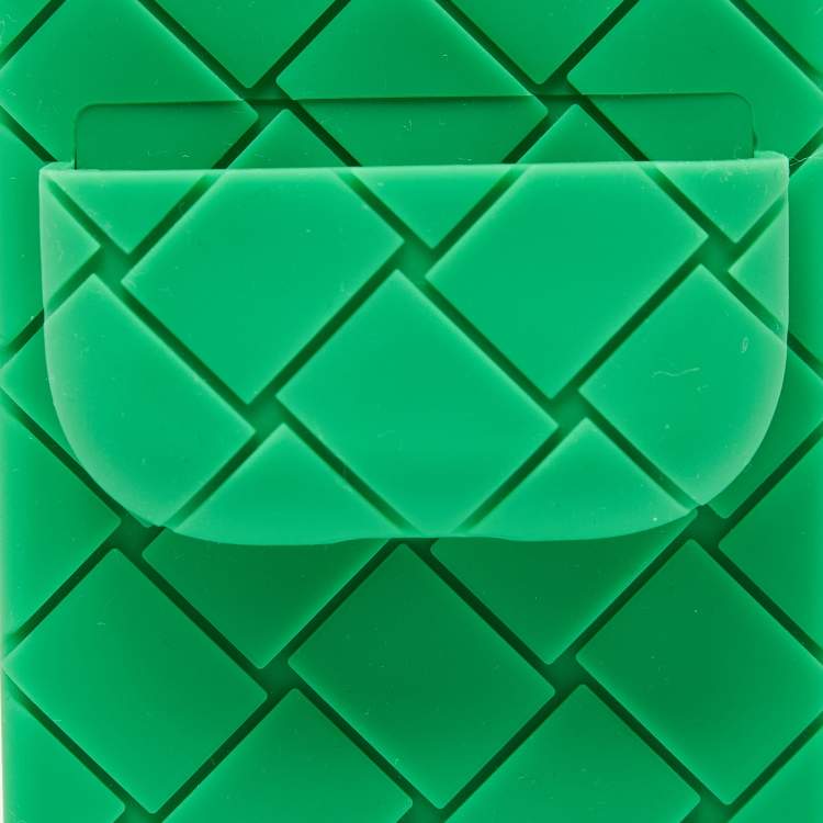 Pre Owned Bottega Veneta Green Intrecciato Rubber Silicone iPhone 13 Pro Case