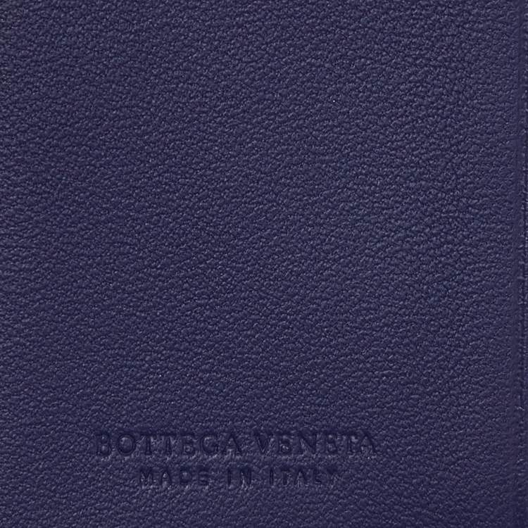 Pre Owned Bottega Veneta Indigo Intrecciato Leather Passport Holder