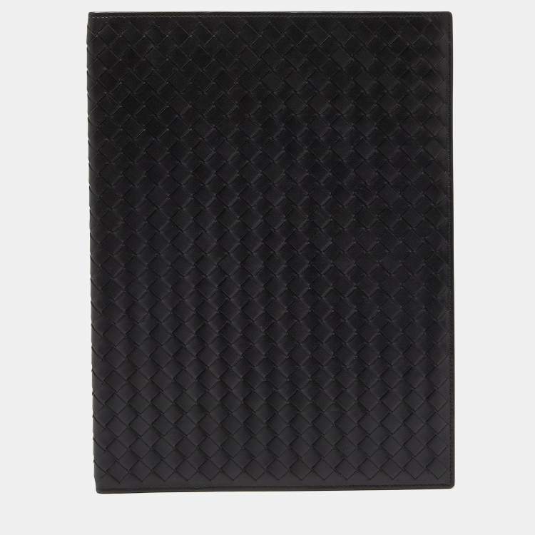 Pre Owned Bottega Veneta Black Intrecciato Leather Agenda Cover
