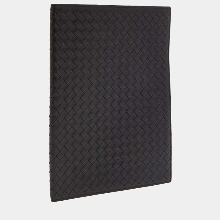 Pre Owned Bottega Veneta Black Intrecciato Leather Agenda Cover