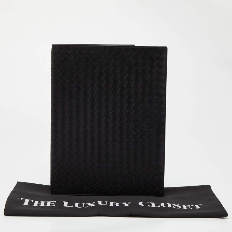 Pre Owned Bottega Veneta Black Intrecciato Leather Agenda Cover