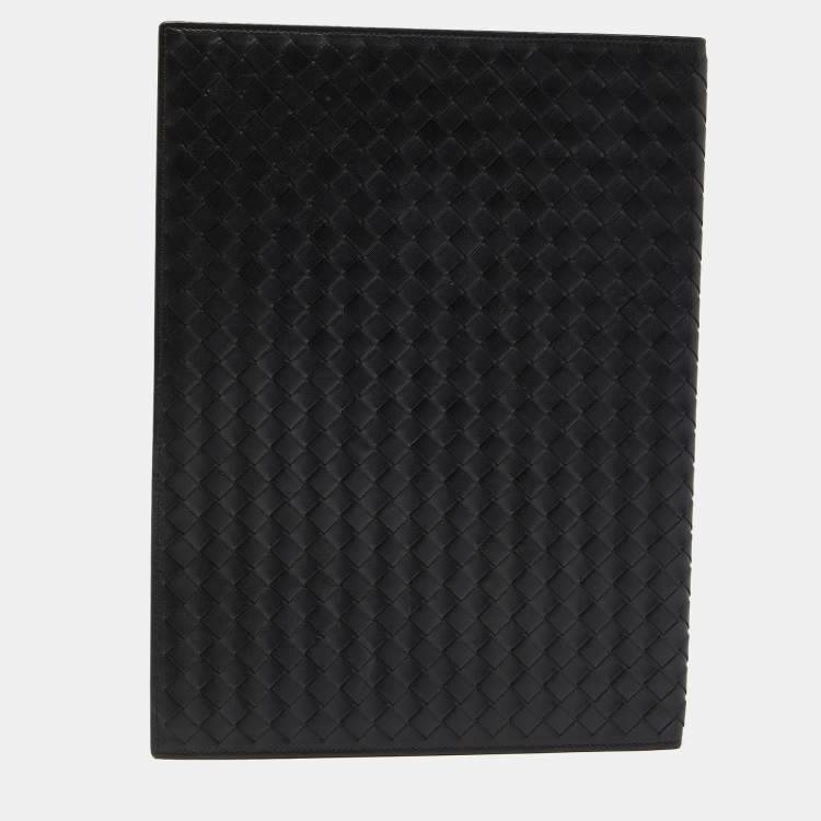 Pre Owned Bottega Veneta Black Intrecciato Leather Agenda Cover