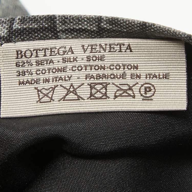 Pre Owned Bottega Veneta Grey Print Silk Tie