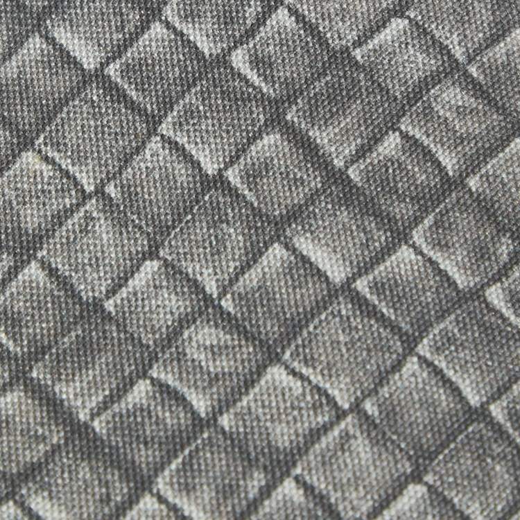 Pre Owned Bottega Veneta Grey Print Silk Tie