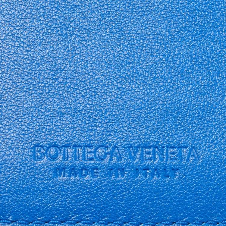 Pre Owned Bottega Veneta Blue Intrecciato Leather Bifold Wallet
