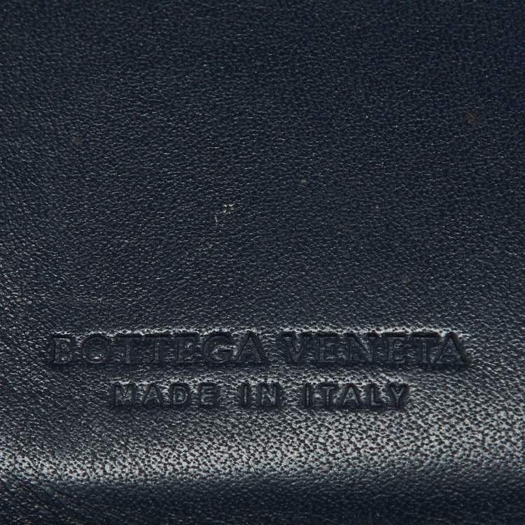 Pre Owned Bottega Veneta Blue Intrecciato Leather Card Case
