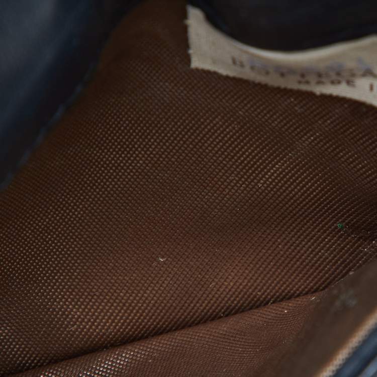Pre Owned Bottega Veneta Blue Intrecciato Leather Card Case