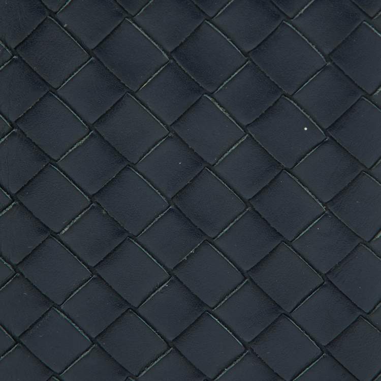 Pre Owned Bottega Veneta Blue Intrecciato Leather Card Case