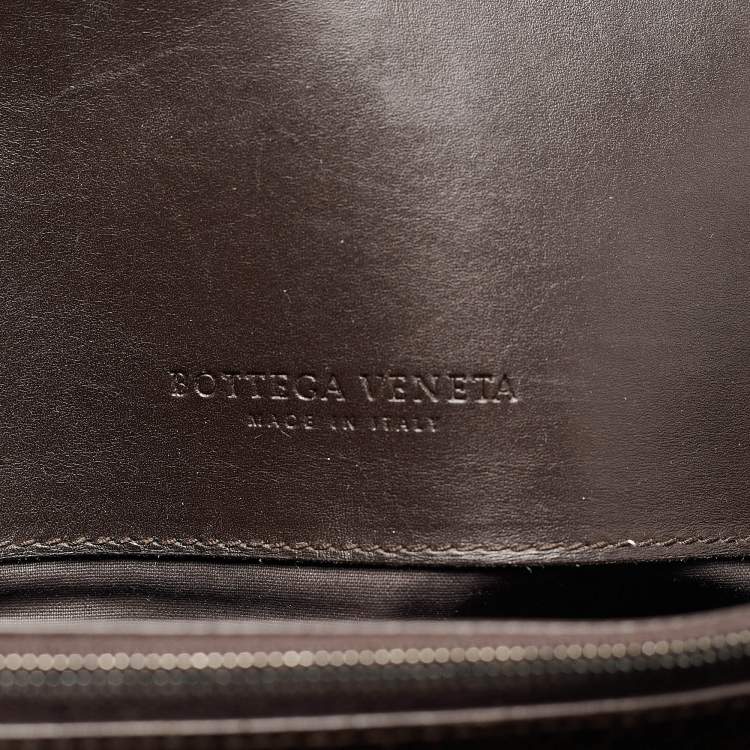 Pre Owned Bottega Veneta Choco Brown Intrecciato Leather Oversized Briefcase