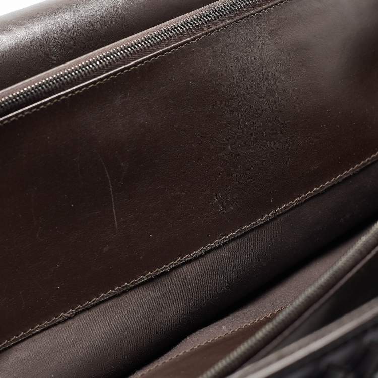 Pre Owned Bottega Veneta Choco Brown Intrecciato Leather Oversized Briefcase