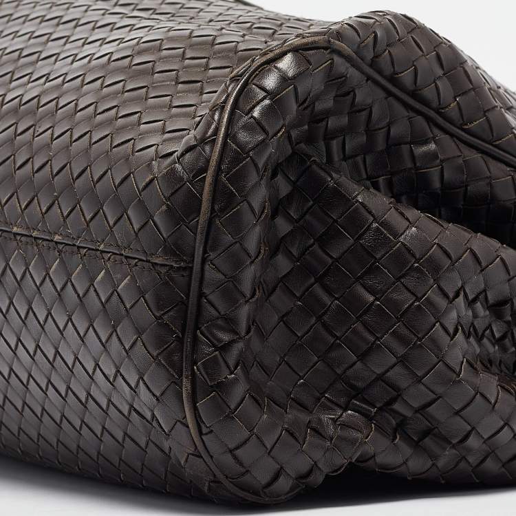 Pre Owned Bottega Veneta Choco Brown Intrecciato Leather Oversized Briefcase