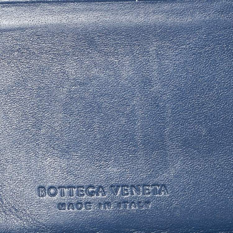 Pre Owned Bottega Veneta Blue Intrecciato Leather Bifold Wallet