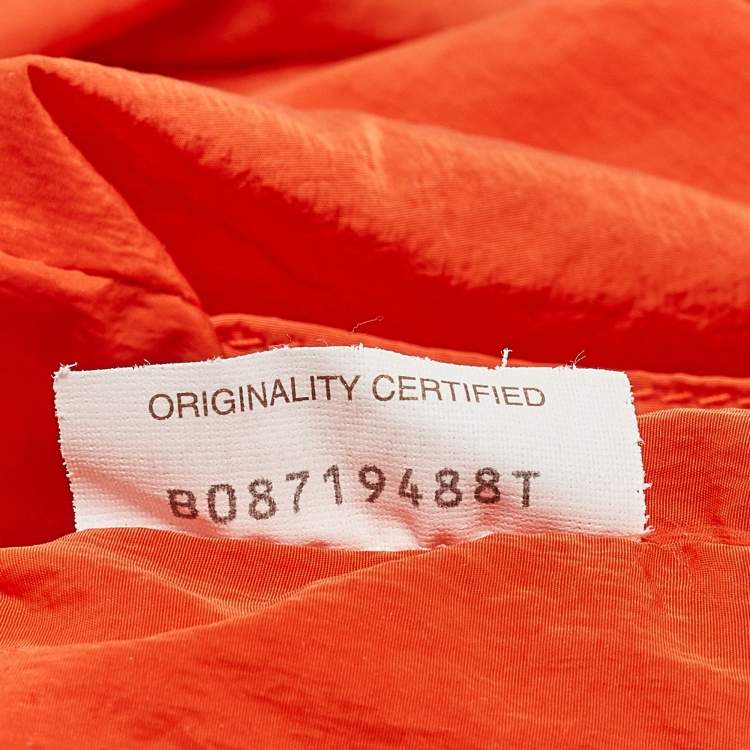 Pre Owned Bottega Veneta Orange Nylon Webbing Trimmed Shell Backpack
