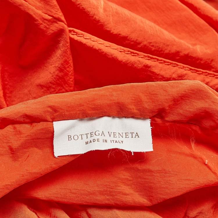 Pre Owned Bottega Veneta Orange Nylon Webbing Trimmed Shell Backpack
