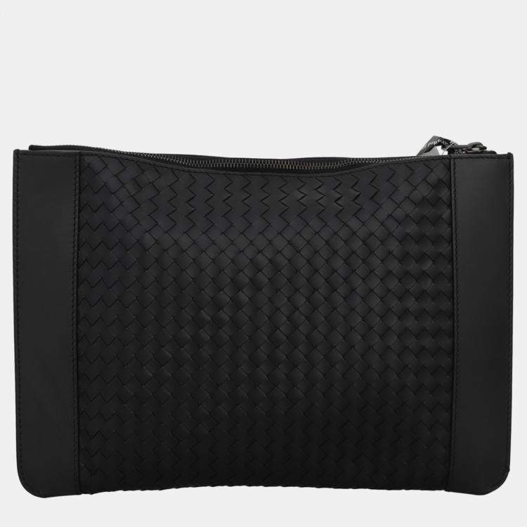 Pre Owned Bottega Veneta Black Intrecciato Clutch
