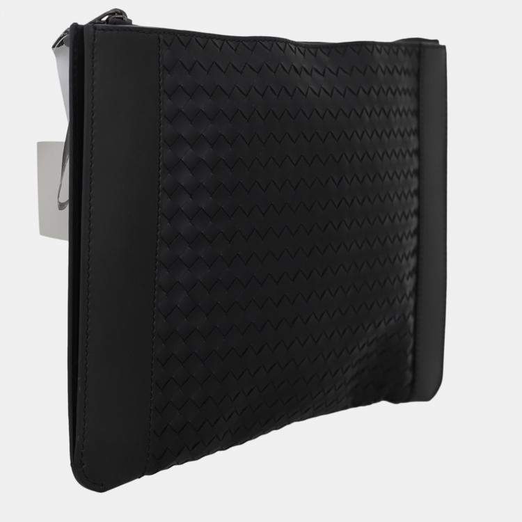 Pre Owned Bottega Veneta Black Intrecciato Clutch