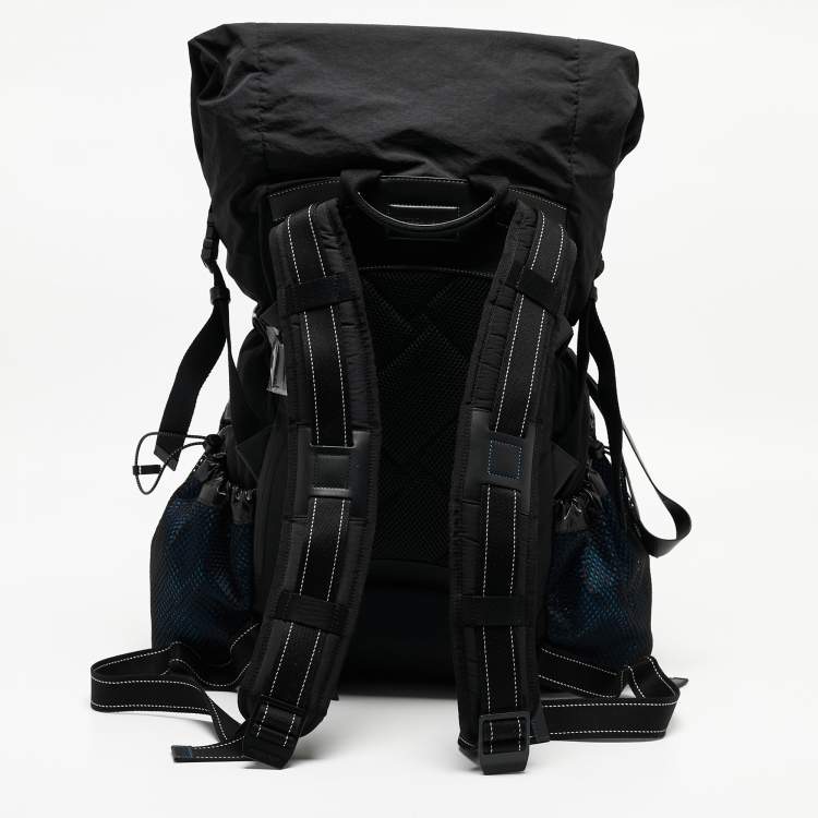 Pre Owned Bottega Veneta Black/Blue Nylon Trekking Backpack