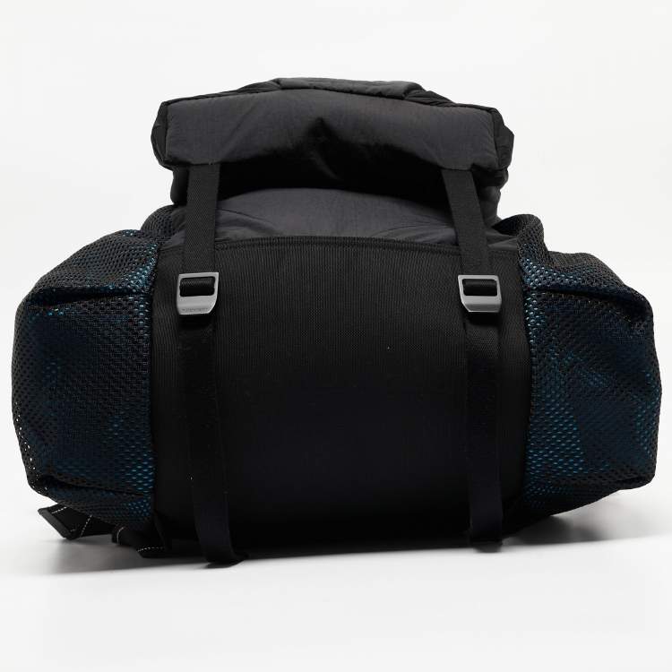 Pre Owned Bottega Veneta Black/Blue Nylon Trekking Backpack