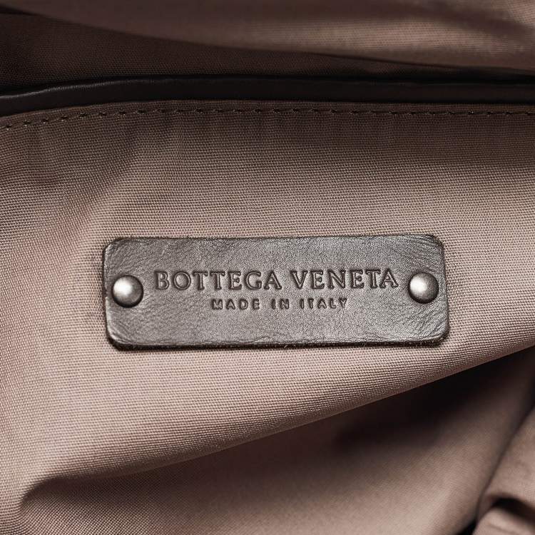 Pre Owned Bottega Veneta Navy Blue/Brown Intrecciato Leather and Nylon Flap Backpack