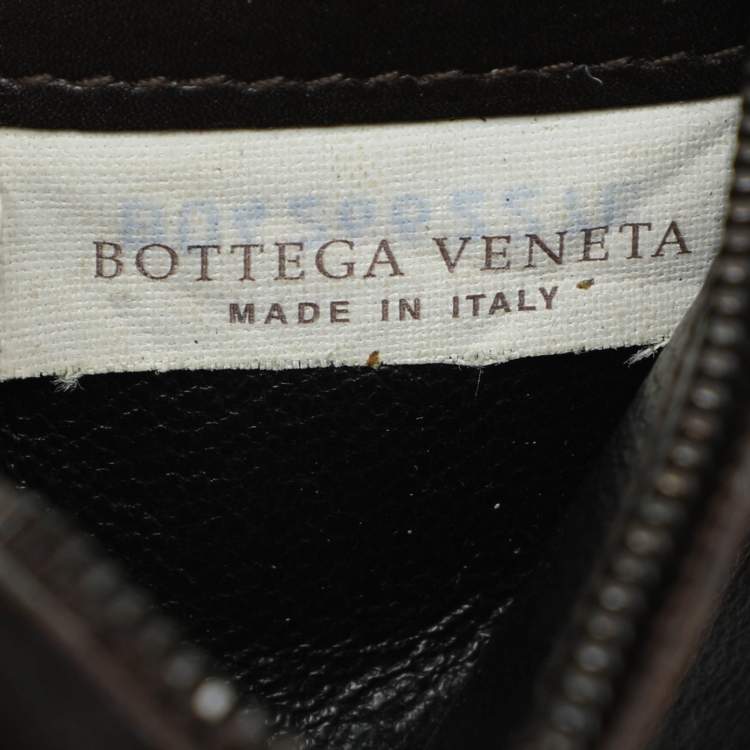 Pre Owned Bottega Veneta Brown Leather Intrecciato Card Holder