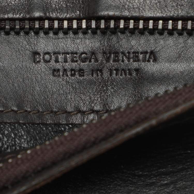 Pre Owned Bottega Veneta Brown Leather Intrecciato Card Holder