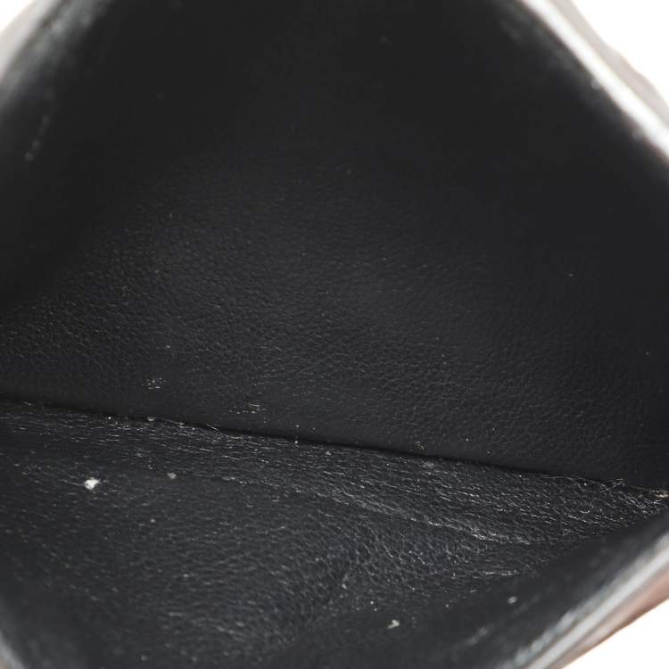 Pre Owned Bottega Veneta Brown Leather Intrecciato Card Holder