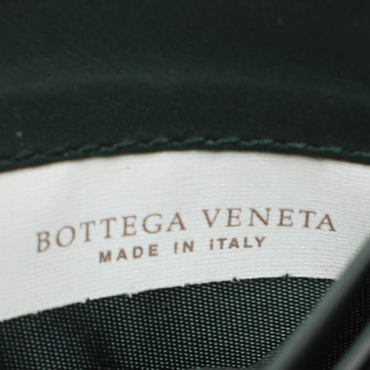Pre Owned Bottega Veneta Green Intrecciato Leather Card Holder