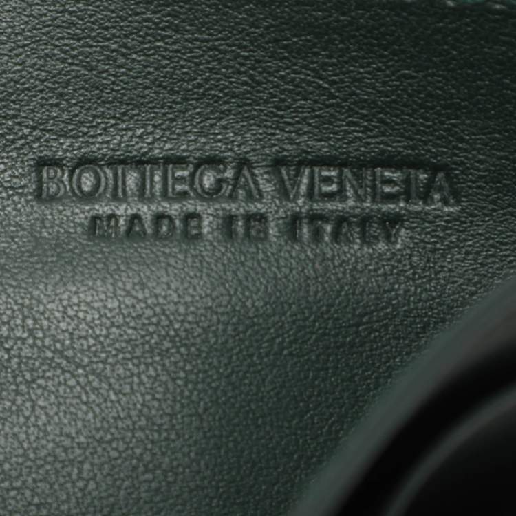 Pre Owned Bottega Veneta Green Intrecciato Leather Card Holder