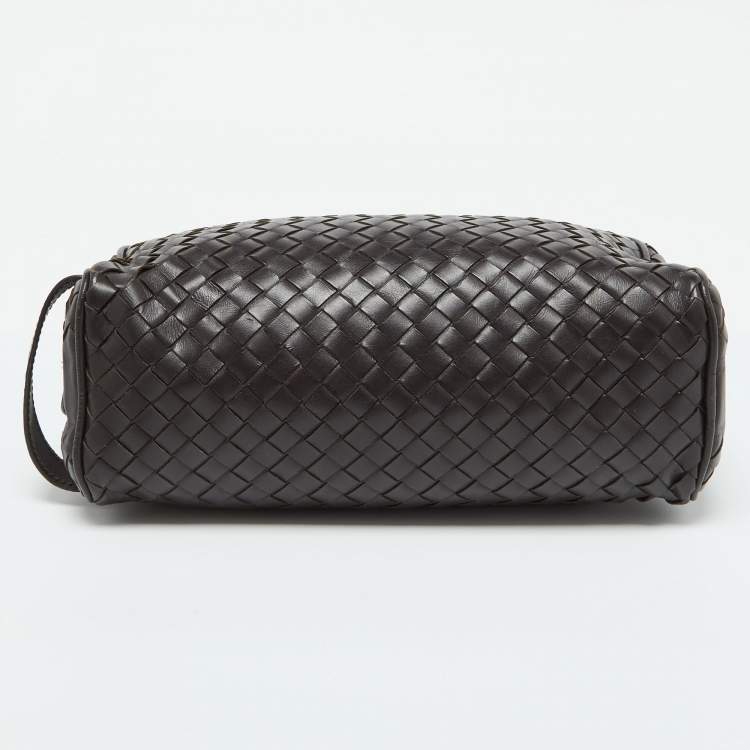 مملوكة مسبقًا Bottega Veneta Dark Brown Intrecciato Leather Travel Pouch