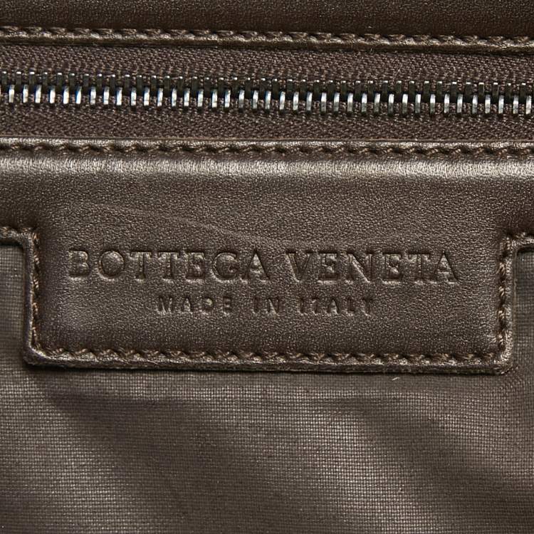 Pre Owned Bottega Veneta Dark Brown Intrecciato Leather Duffle Bag