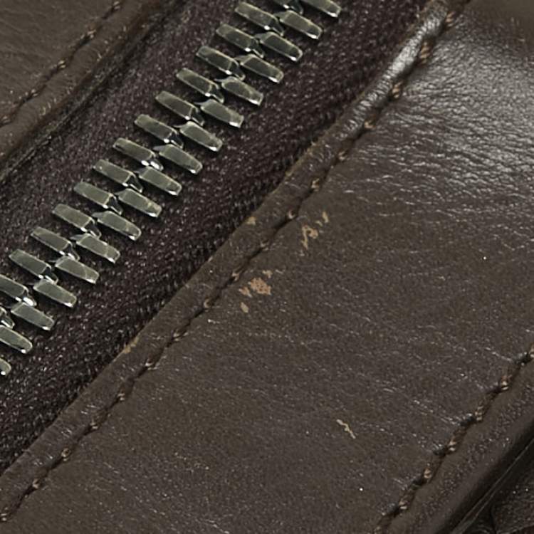 Pre Owned Bottega Veneta Dark Brown Intrecciato Leather Duffle Bag