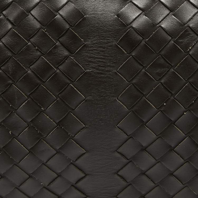 Pre Owned Bottega Veneta Dark Brown Intrecciato Leather Duffle Bag