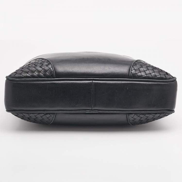 Pre Owned Bottega Veneta Black Intrecciato Leather Briefcase Bag