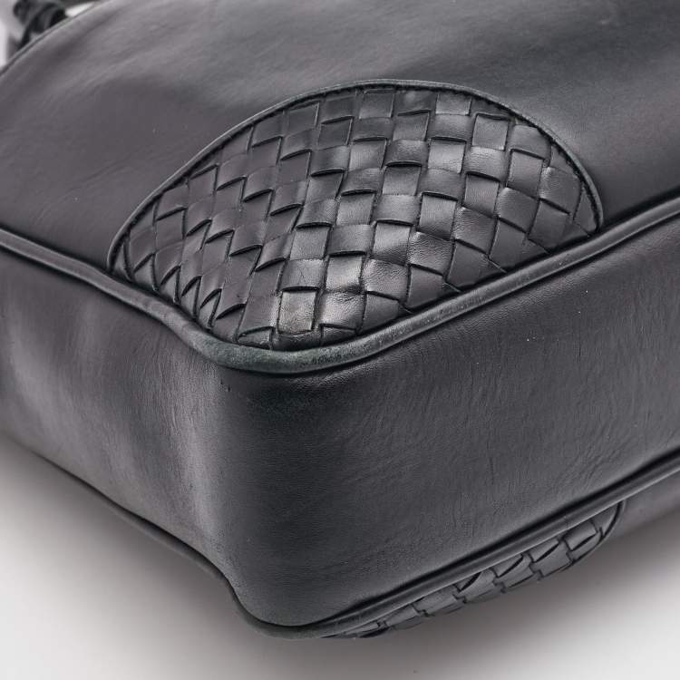 Pre Owned Bottega Veneta Black Intrecciato Leather Briefcase Bag