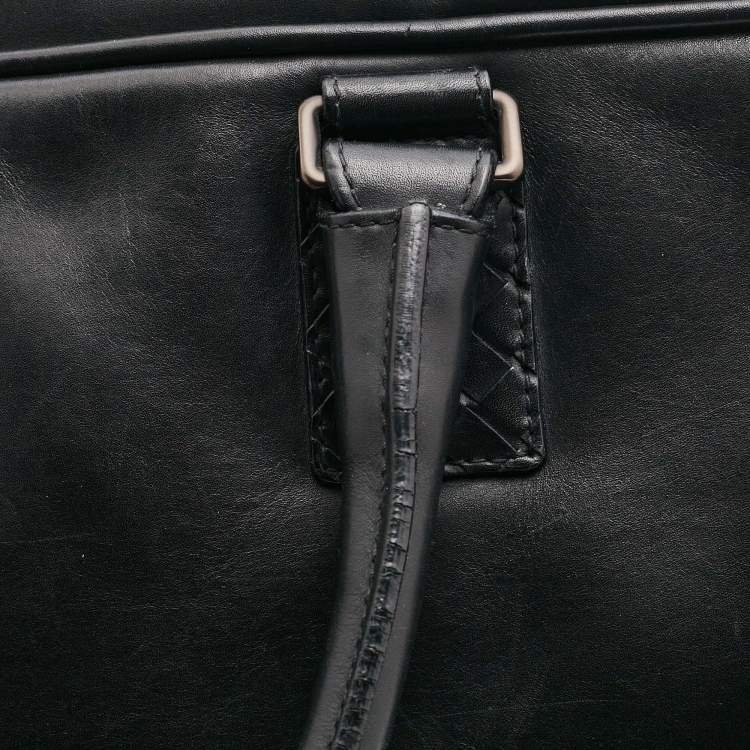 Pre Owned Bottega Veneta Black Intrecciato Leather Briefcase Bag