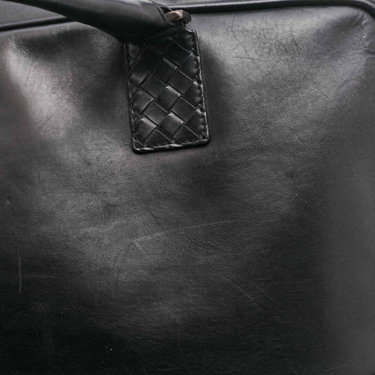 Pre Owned Bottega Veneta Black Intrecciato Leather Briefcase Bag